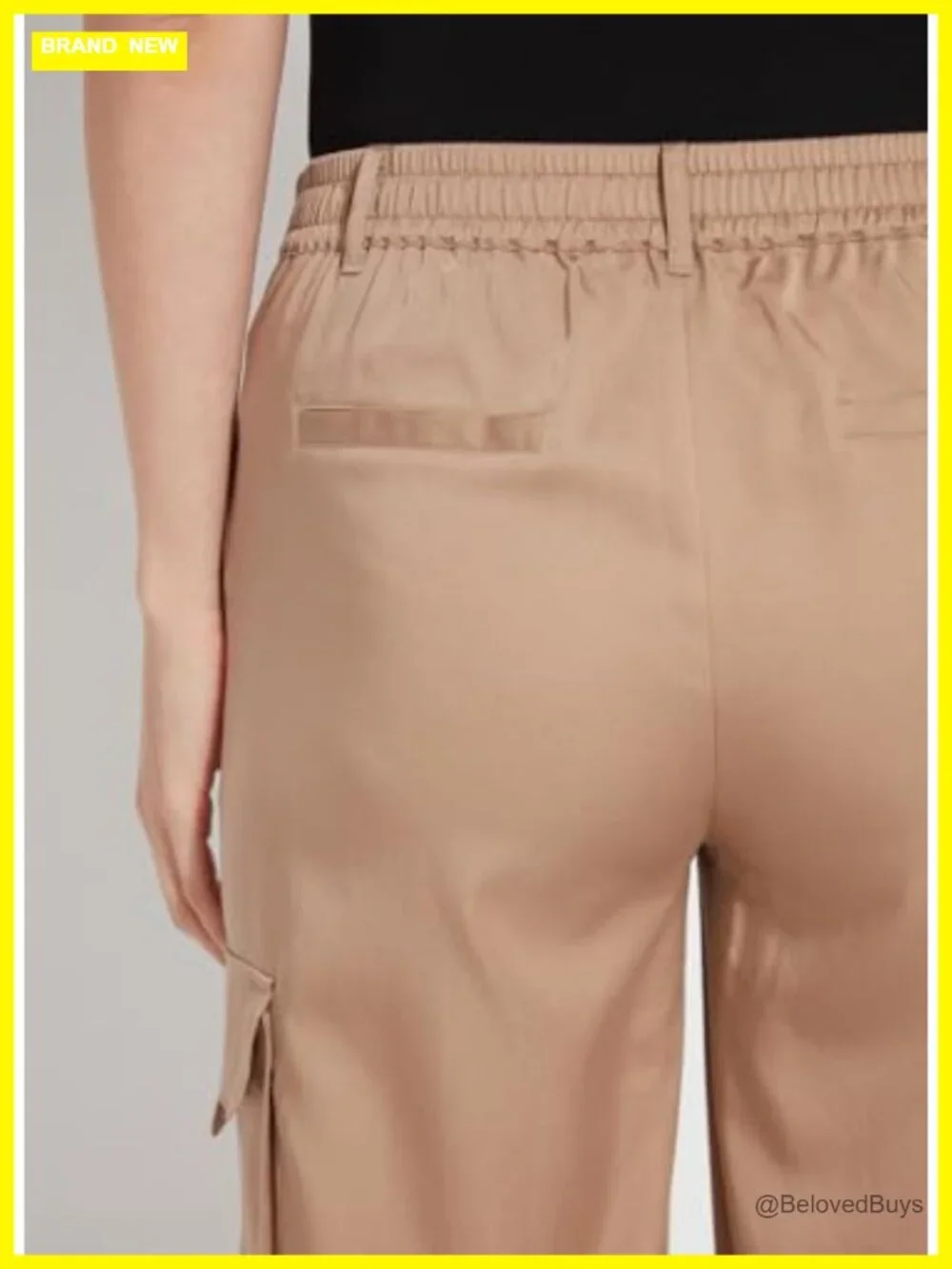 Cropped Ankle Cargo Pants - Stretch Satin Relaxed Fit with Pockets